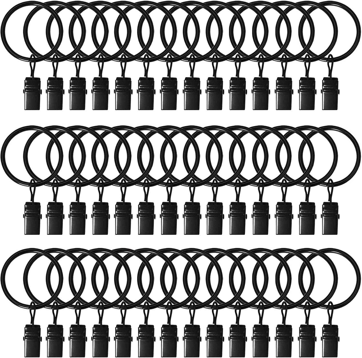42 Pack Curtain Rings with Clips 1.26" Interior Diameter,Metal Drapery