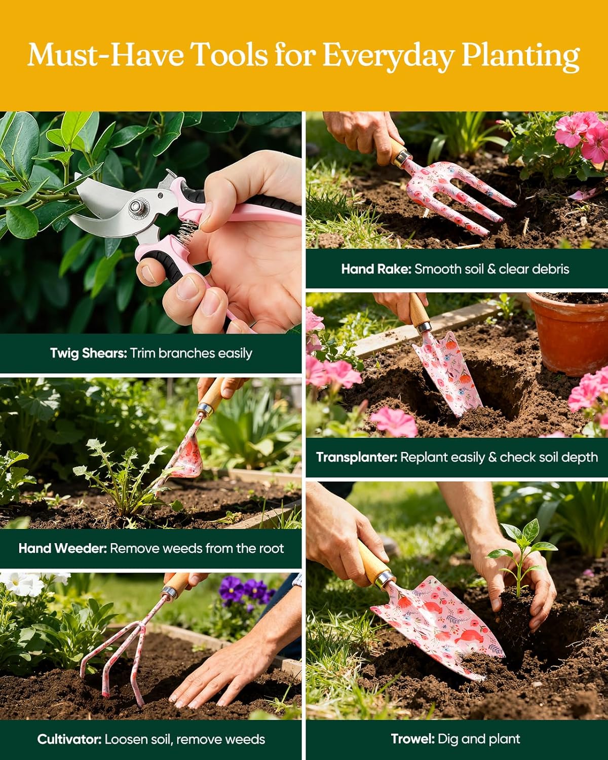 12-Piece Womens Gardening Tools Gift Set, Rust-Proof & Heavy-Duty Gard