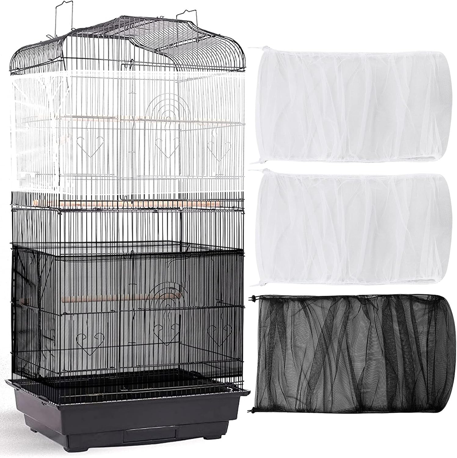 3 Pieces Large Adjustable Bird Cage Cover Seed Feather Catcher Birdcag
