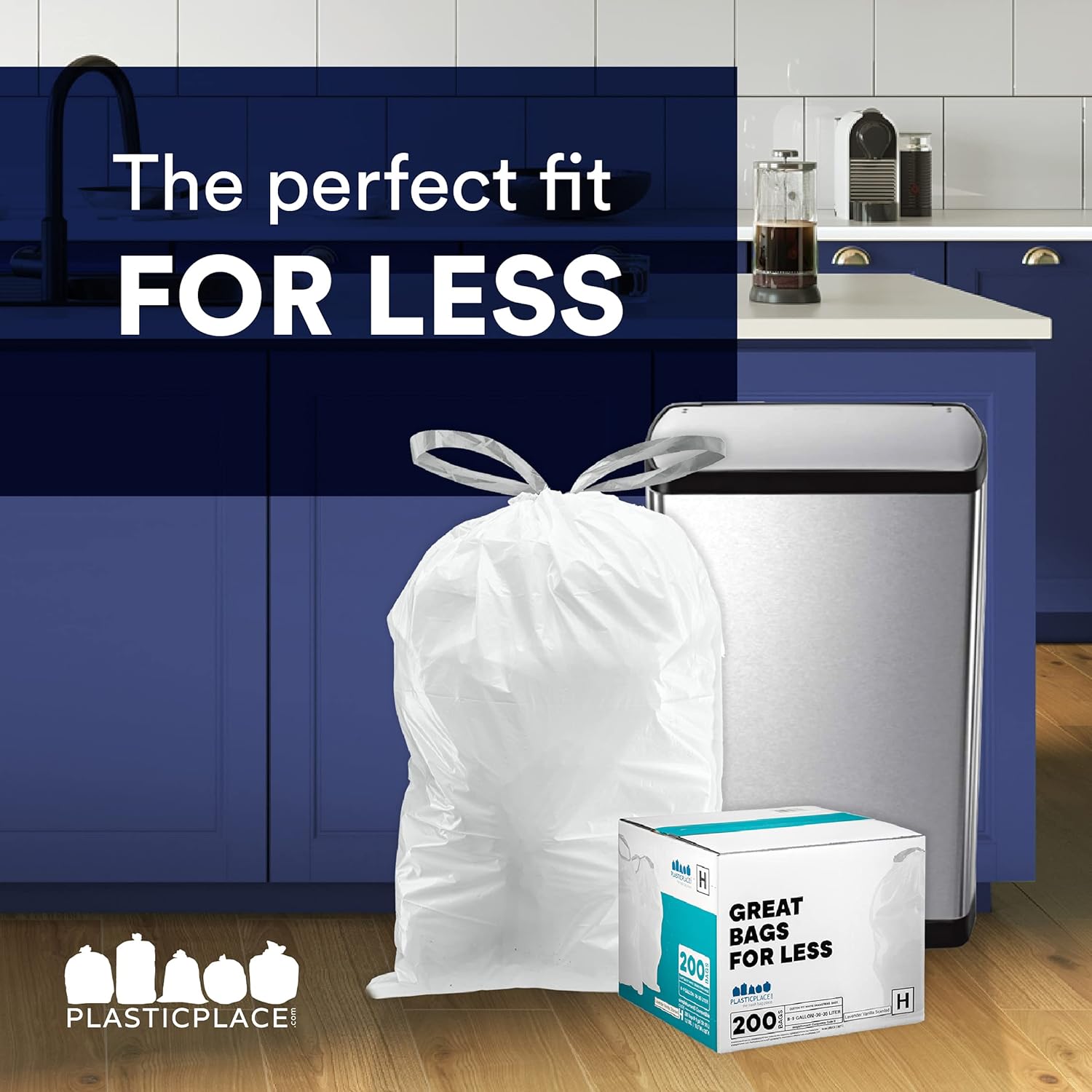 Plasticplace Custom Fit Trash Bags, Compatible with Simplehuman Code Q