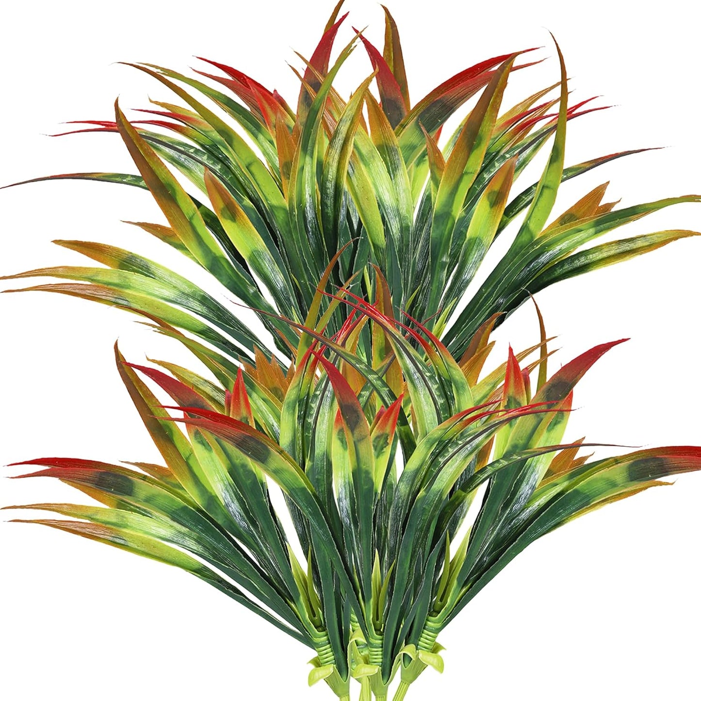 32 Pcs Faux Plants Indoor, Red & Orange Fake Outdoor Plants Gladiolus Grass, Fake Greenery for Wedding Décor Photography Home Garden Porch Patio Decoration