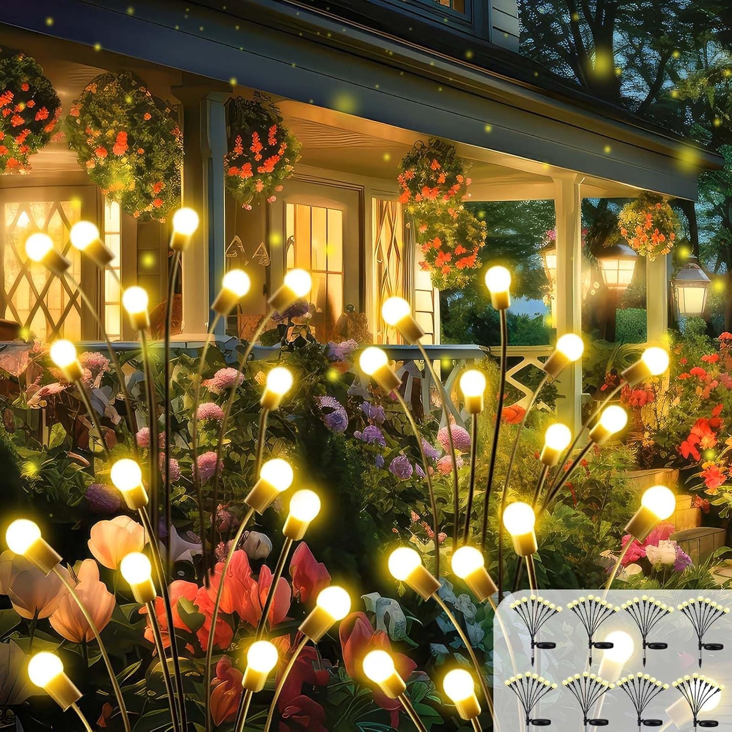 2026 Upgraded Solar Lights Outdoor, 8 Pack Solar Garden Lights with 2 