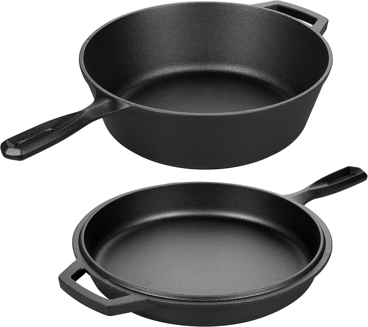 Pre-seasoned Cast Iron Double Dutch Oven Pot with Skillet Lid, for Bre