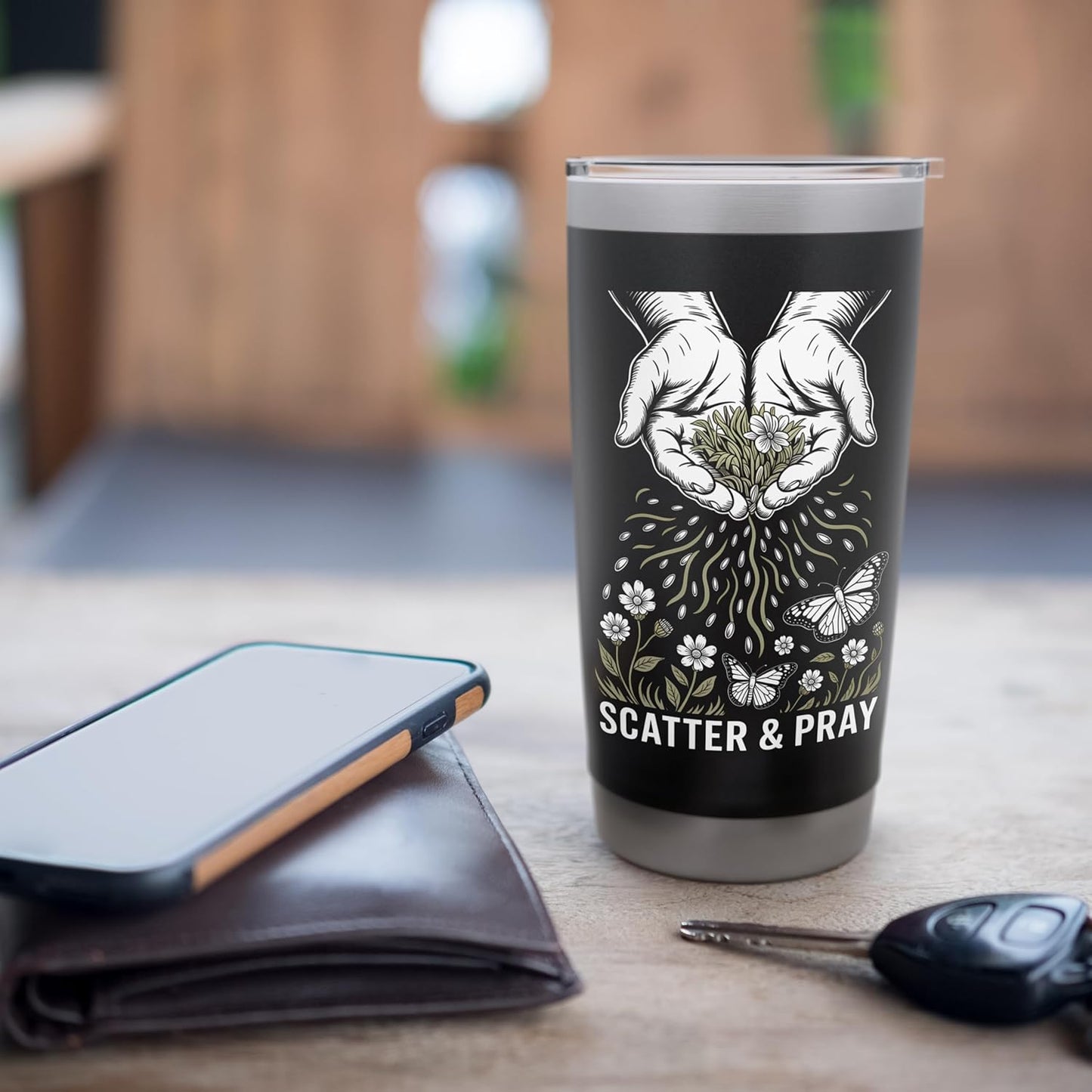 Scatter & Pray Wildflower Seed Bombing Garden Design for Stainless Steel Insulated Tumbler