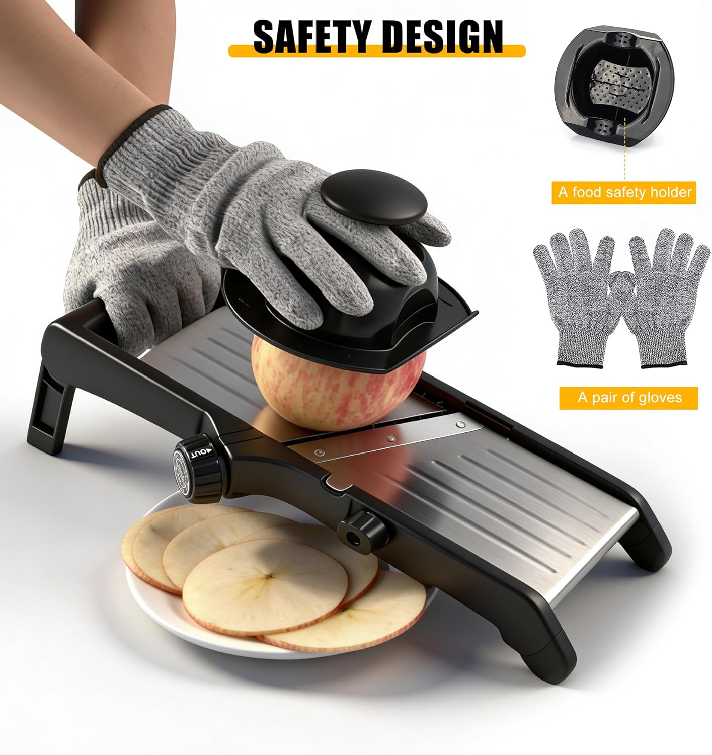 Mandoline Food slicer for kitchen, Adjustable Stainless Steel Mandolin
