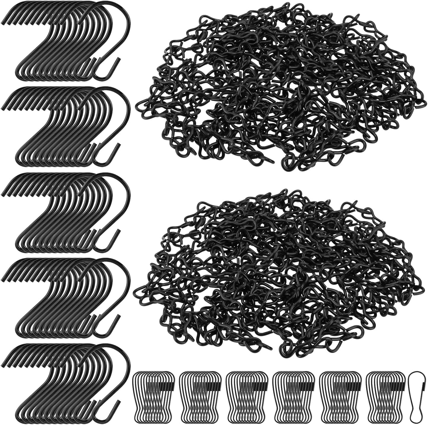 KEILEOHO 2 Pack Black Metal Hanging Chains, 312 Inch Hanging Basket Chain with Hang Buckles S Hooks for Bird Feeder, Picture, Wind Chimes, Lanterns, Wind Chimes, Planters, Outdoor Indoor Decor