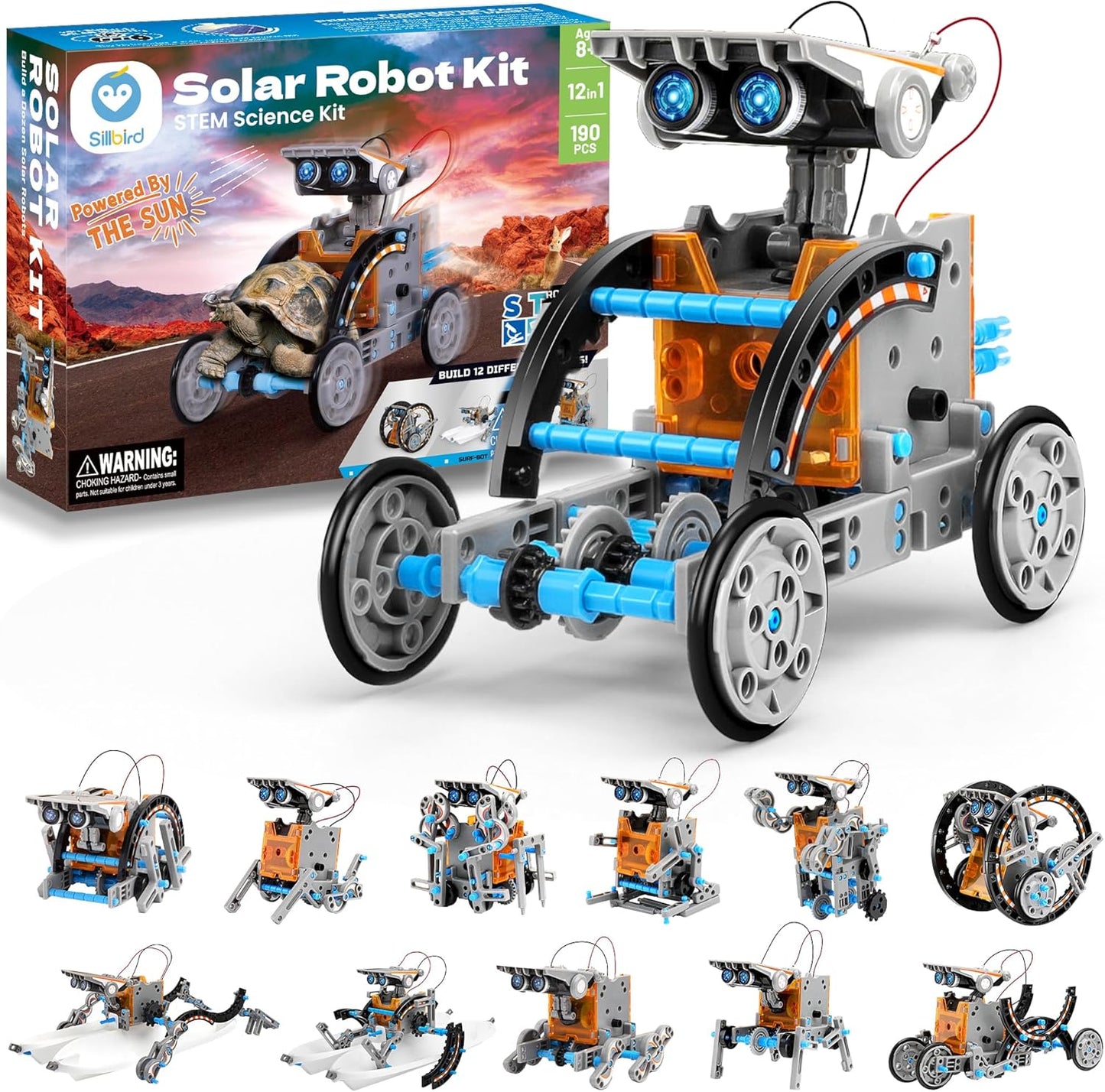 Sillbird 12-in-1 Solar Robot Building Kit STEM Gift for Boys Aged 8-13