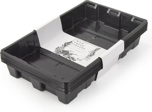 10 Seed Starting Plant Growing Trays (Without Holes) - Durable, Reusable - Grow and Start Seeds, Good for Your Greenhouse, microgreens and Hydroponics - Pack of 10 Flats