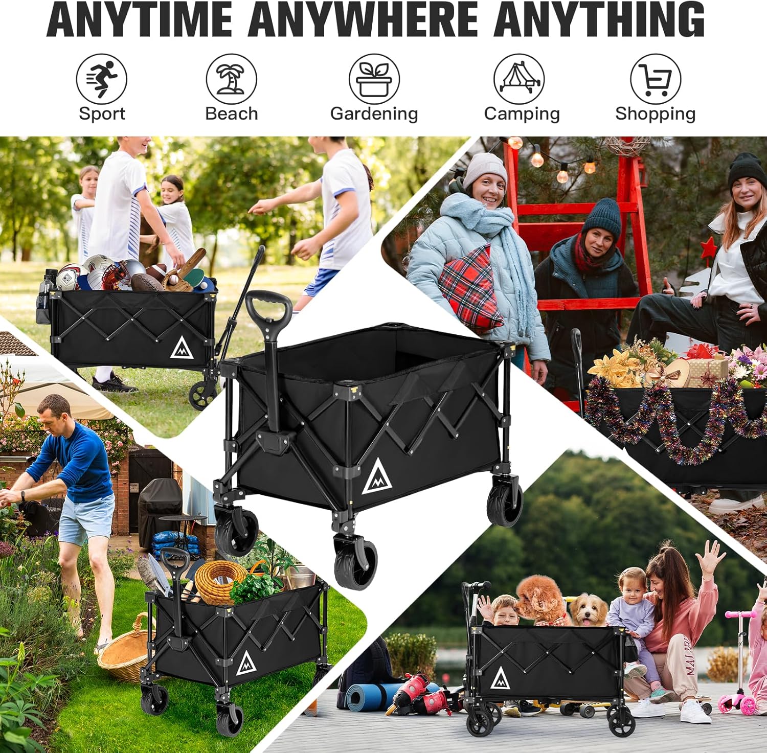 Wagon Cart Shopping Foldable Folding Collapsible with Wheels Big On Be