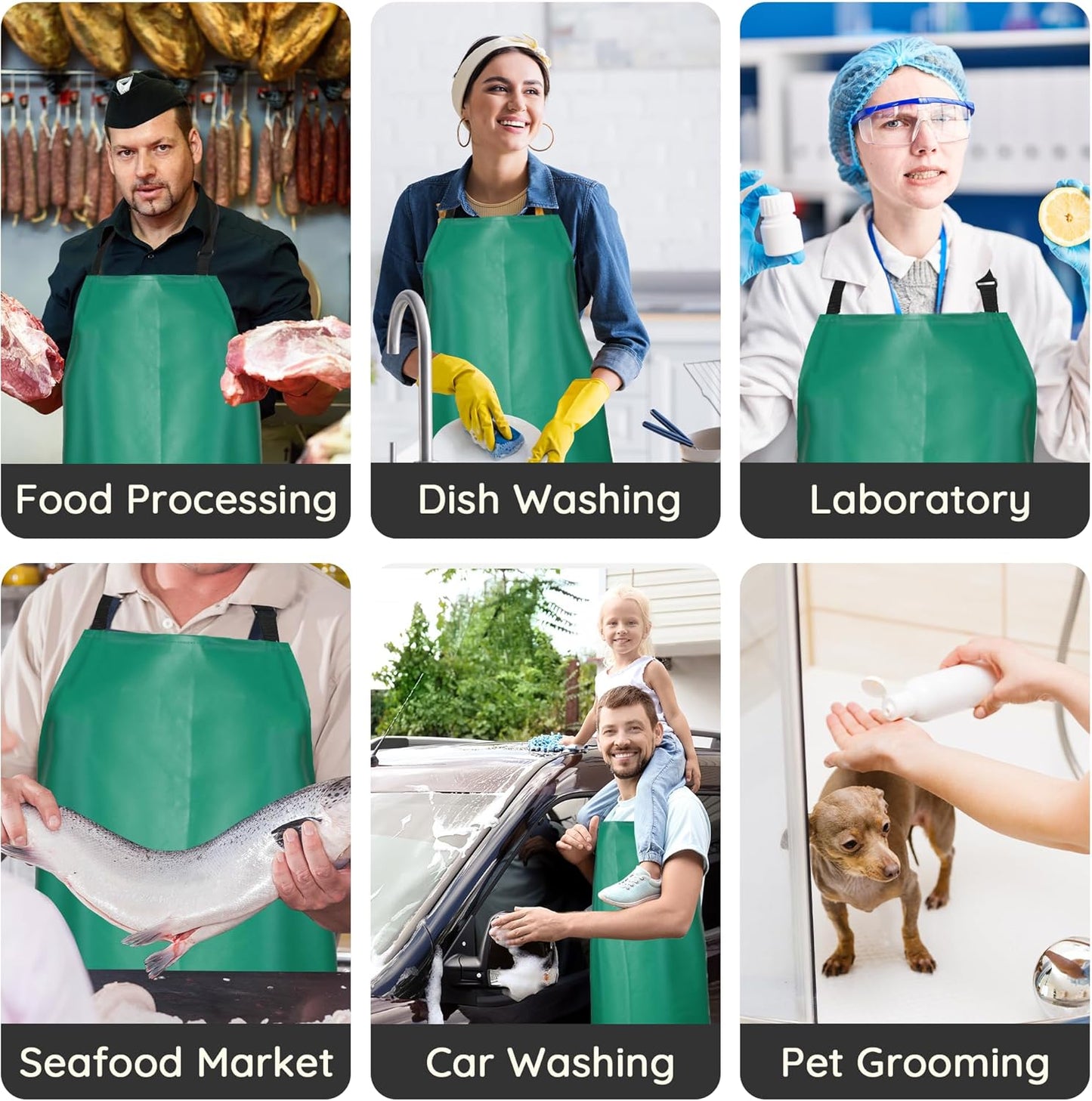 Thicker Rubber Apron, Extra Long Adjustable Apron, Heavy Duty Oil&Chem