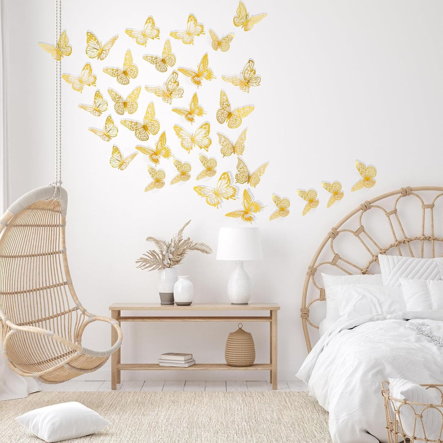 84PCS 3D Butterfly Decorations, 3 Sizes 7 Styles Butterfly Wall Decor Gold Butterflies Decorations for Cake, Butterflies Party, Birthday, Wall