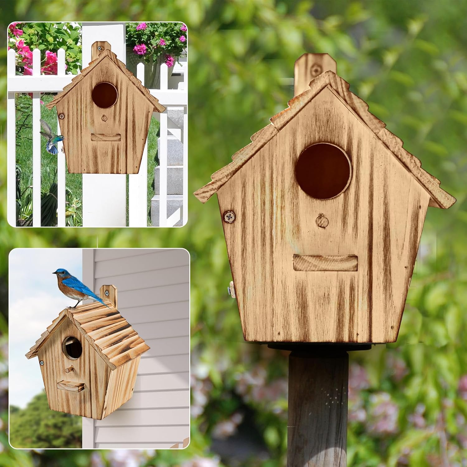 Bird House Bird Houses for Outside with Pole Wooden Bird House for Fin