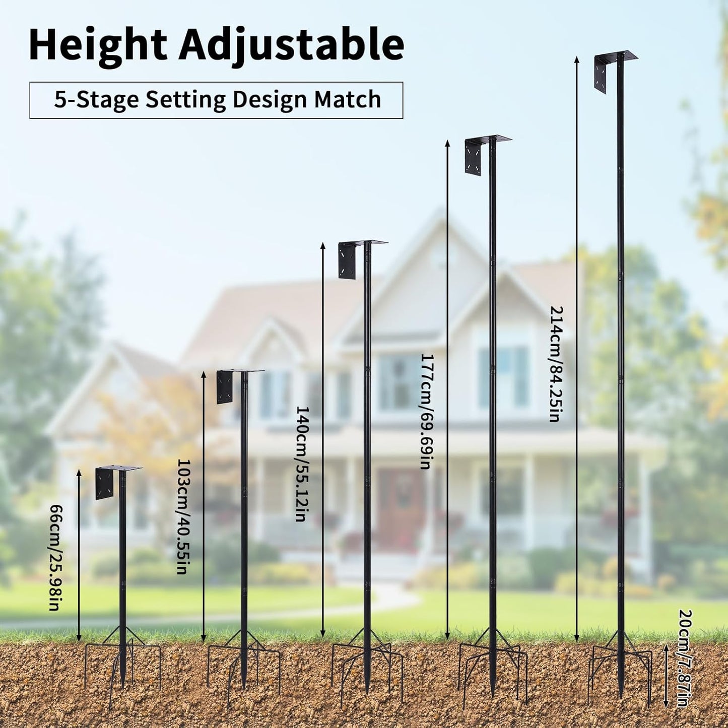 Bird Feeder Pole 4-in-1 with Squirrel Baffle, Metal Bird Feeders for Outdoors with Pole, Bath, Food Tray, 4 Hooks and Holds Cage 92 Inch