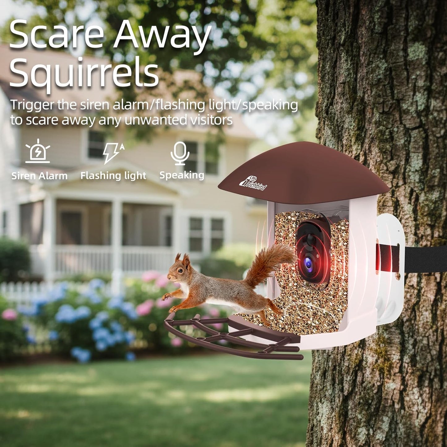 Smart Bird Feeder with Camera Solar Powered, 2.5K HD Birdwatching Camera with Free AI Bird Identification, Instant Notifications & Auto Video Capture, Brown