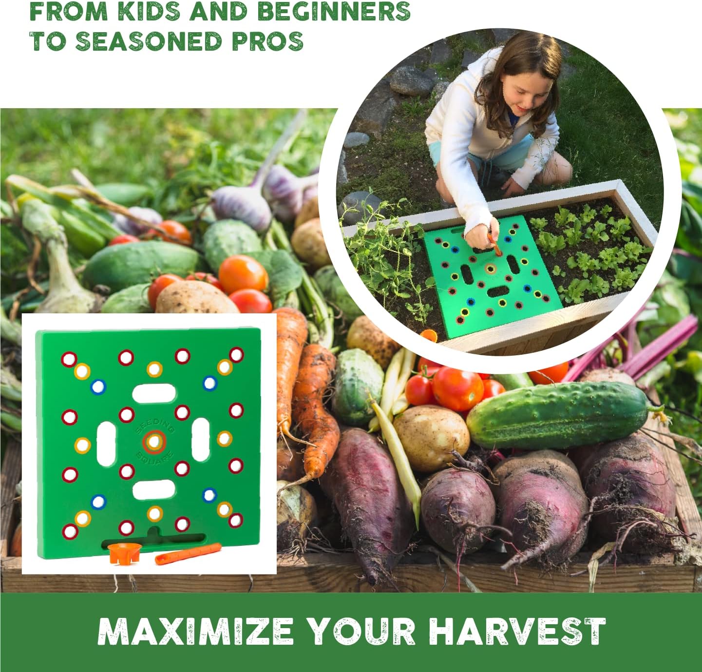 Seeding Square - Patented Seed and Seedling Spacer Tool for Bigger Har