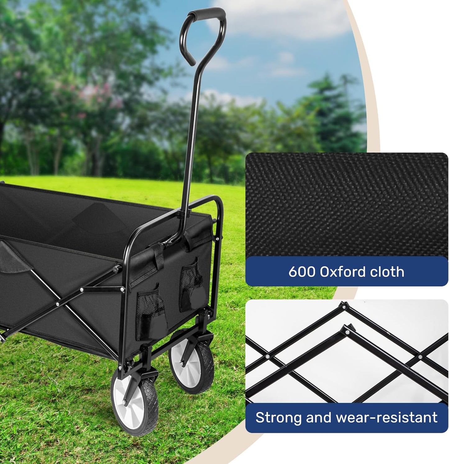YSSOA Rolling Folding & Rolling Collapsible Garden Cart, Outdoor Campi
