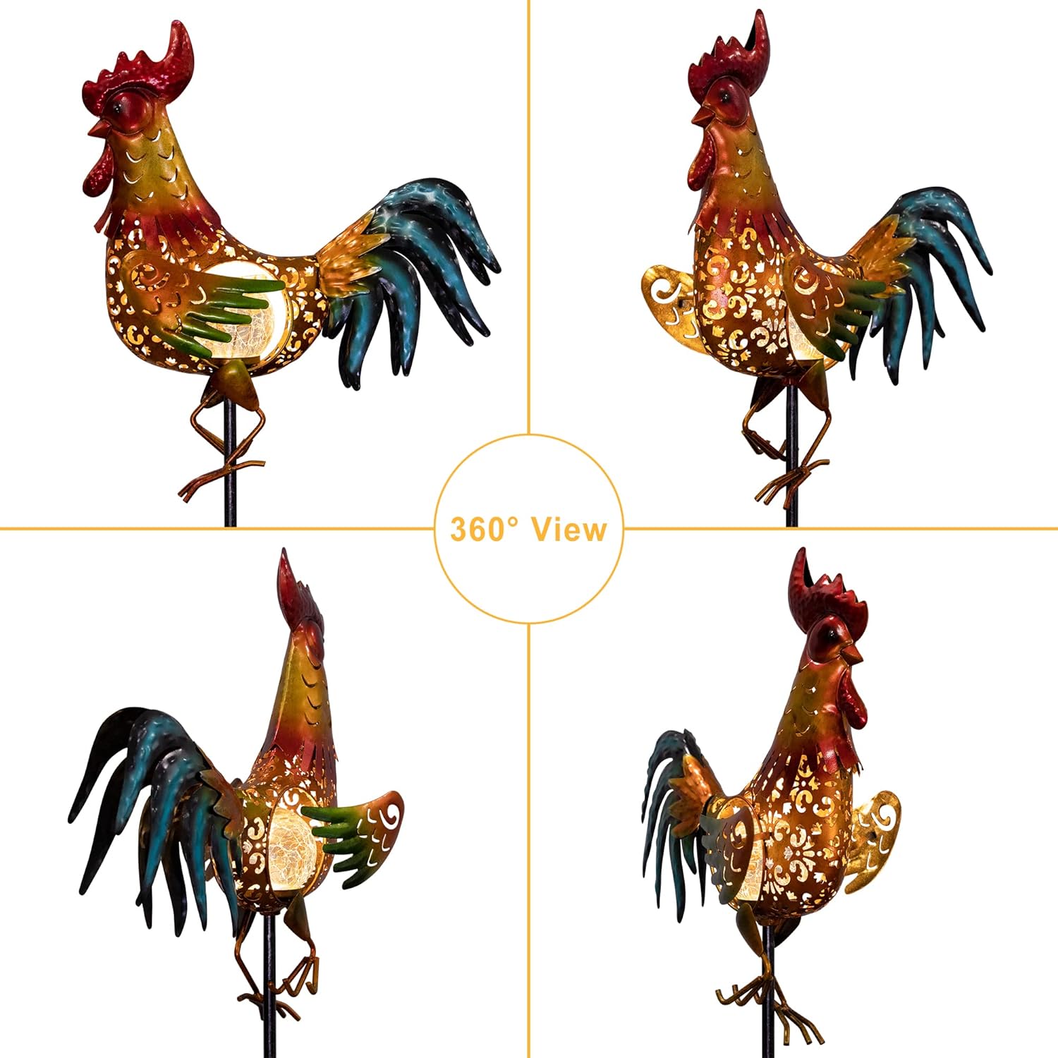 Tryme Rooster Solar Lights Outdoor Decorative Garden Statue Gifts for 