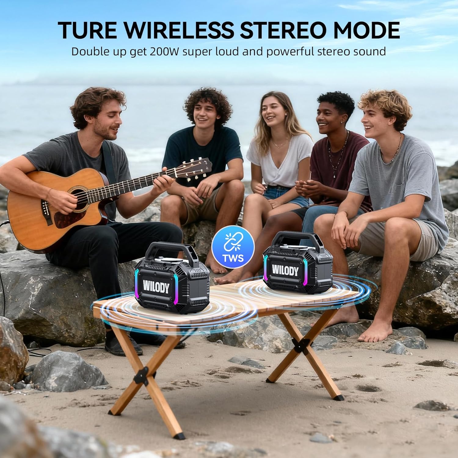 Wilody Speakers Bluetooth Wireless, 100W Loud Outdoor Speaker with Bas