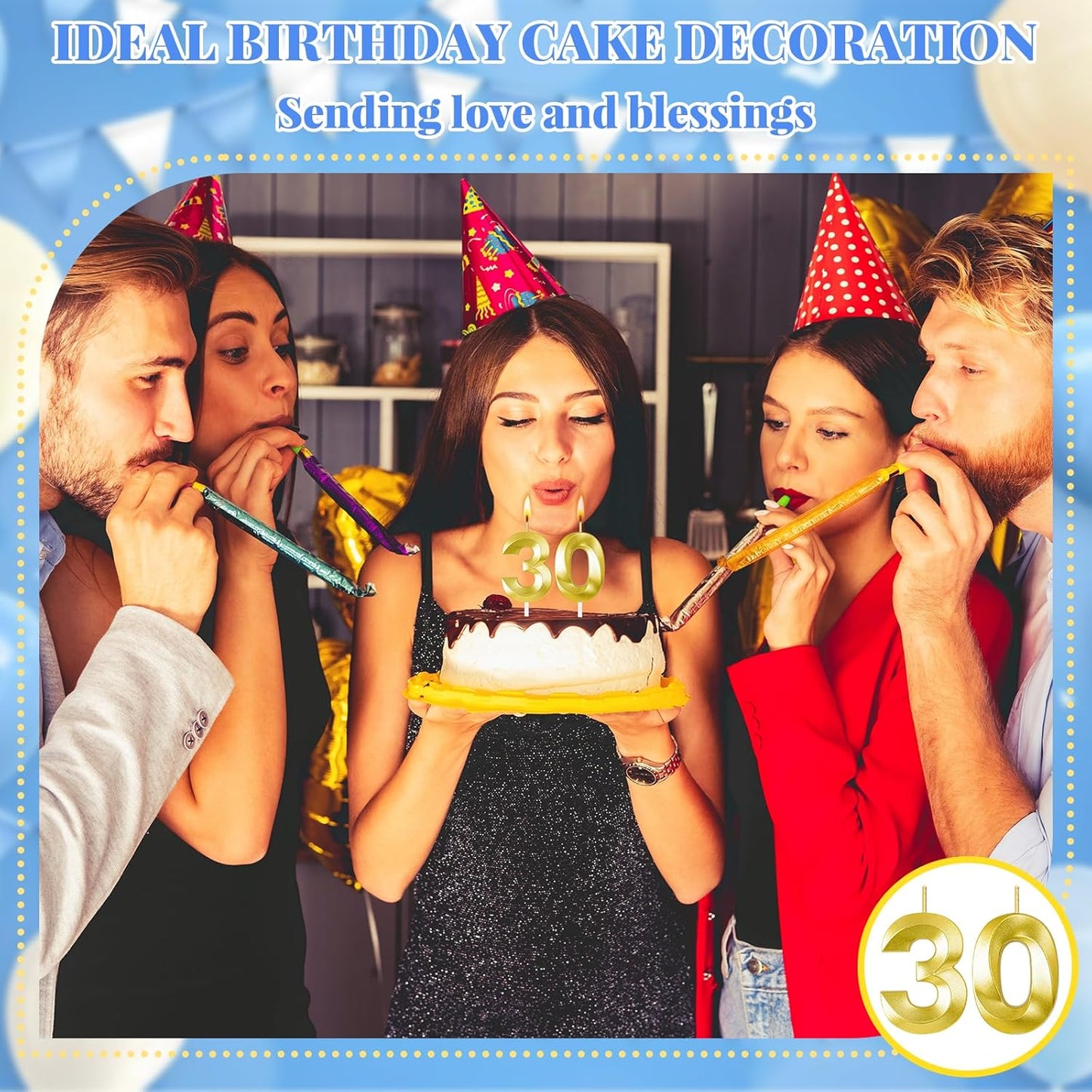 30th Birthday Candles for Cake,Birthday Decorations for Him Her,Number Candles for Cake Toppers Party Anniversary (30)