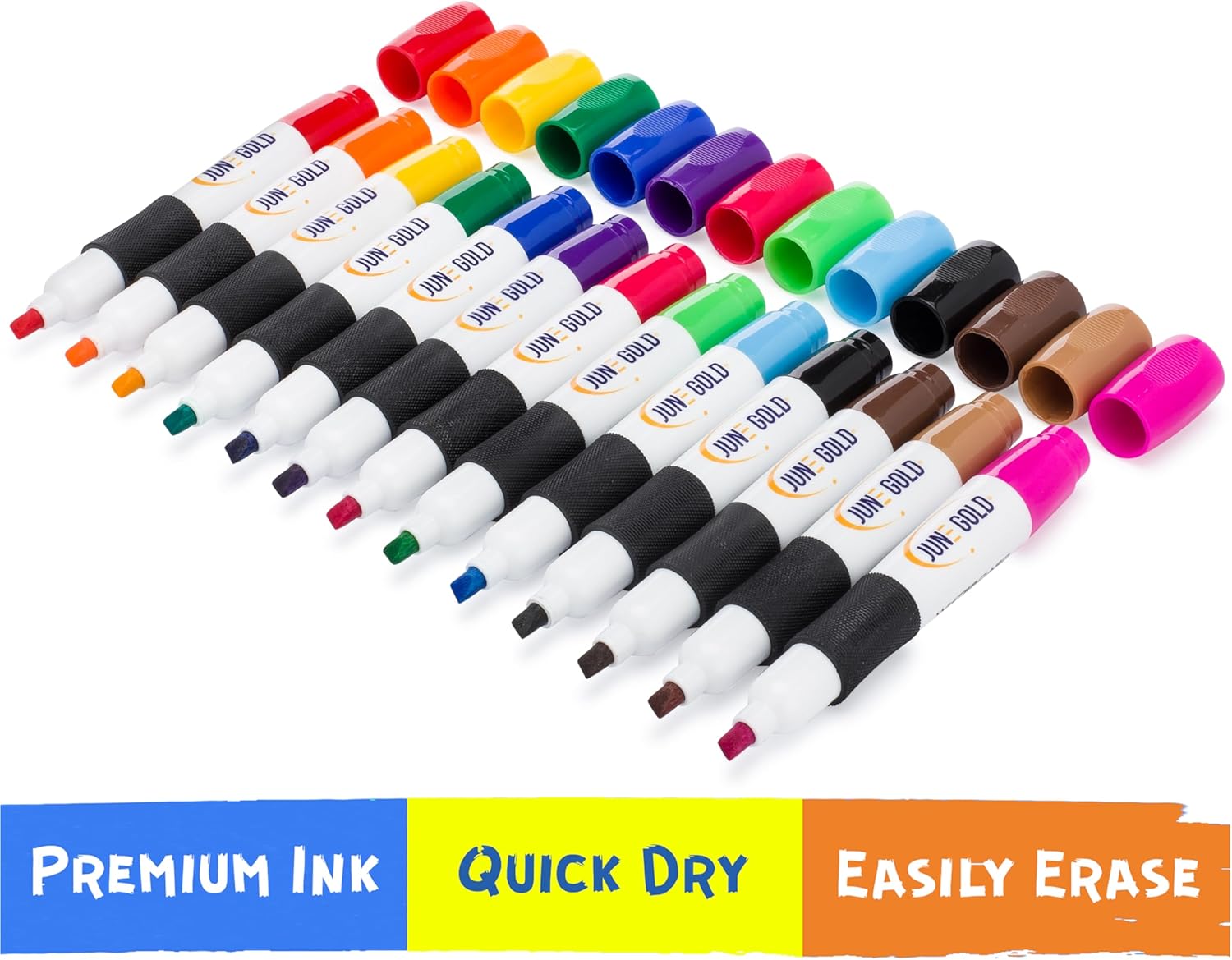 June Gold 39 Assorted Colored Dry Erase Whiteboard Markers, 13 Unique 
