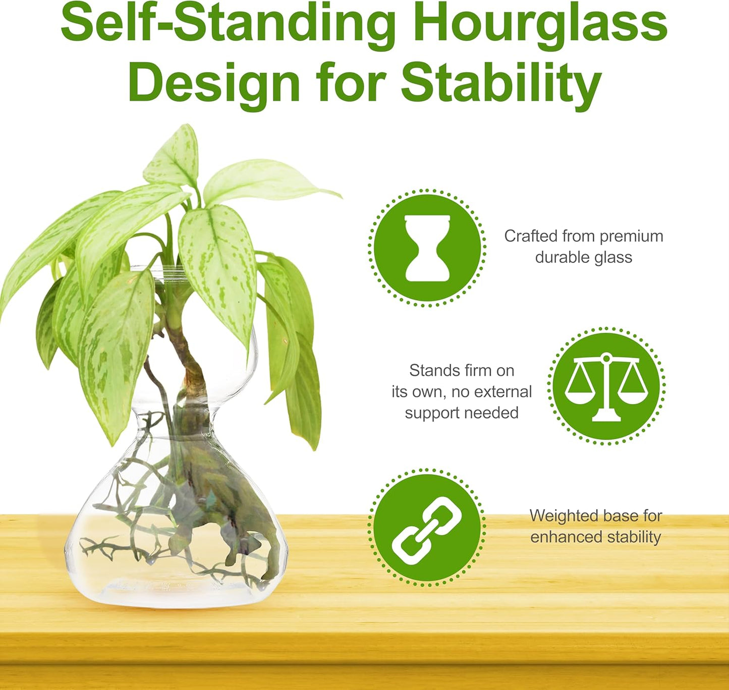 Garden Guru Plant Propagation Stations - Clear Glass Bud Vases Set of 4 - Mini Vases for Wedding Centerpieces, Cafe Décor, Tea Shop Displays - Small Hydroponic & Flower Vase