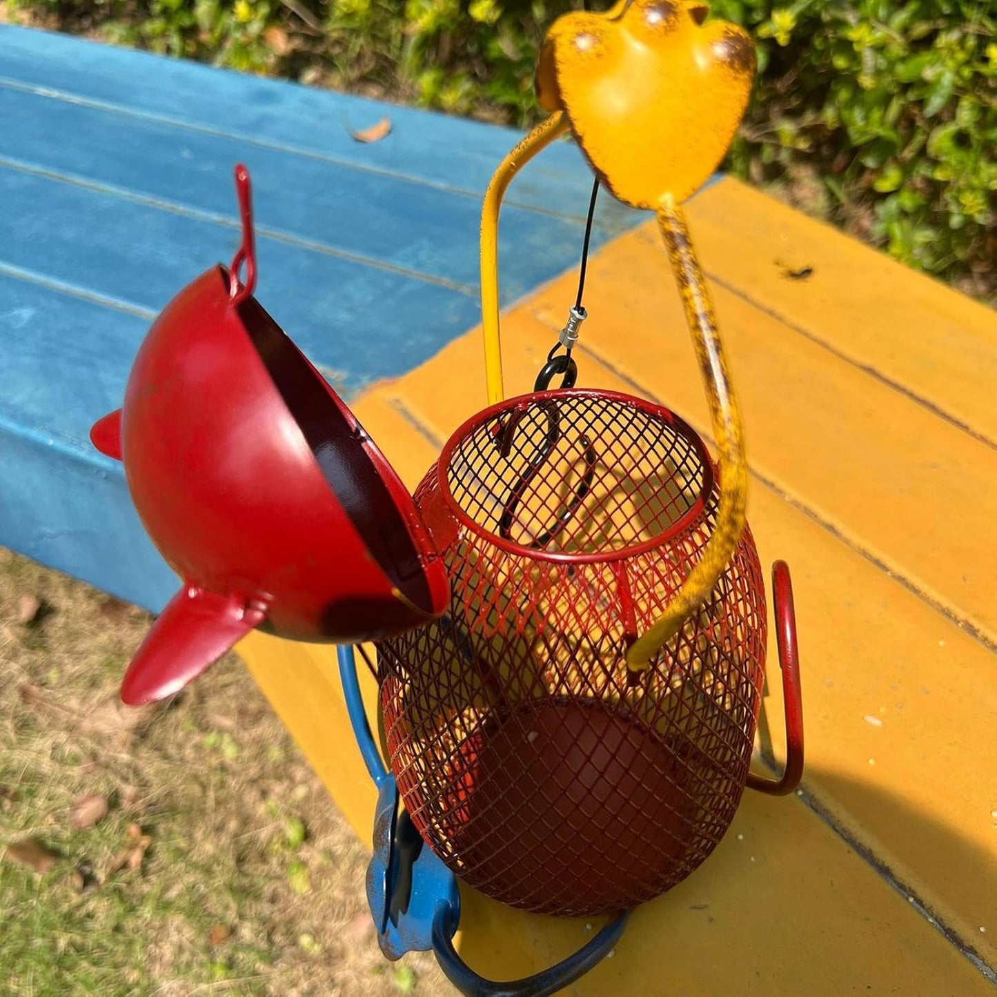 Bird Feeder - Cat-Shaped Metal Frame Station,Cute Squirrel Proof Small Bird Feeder with Hook,for Outside Garden Yard Wildlife Observation