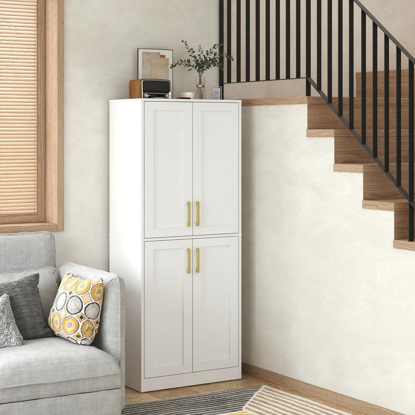 Storage Cabinet, Kitchen Pantry with Doors & Shelf, Tall Storage Cabin