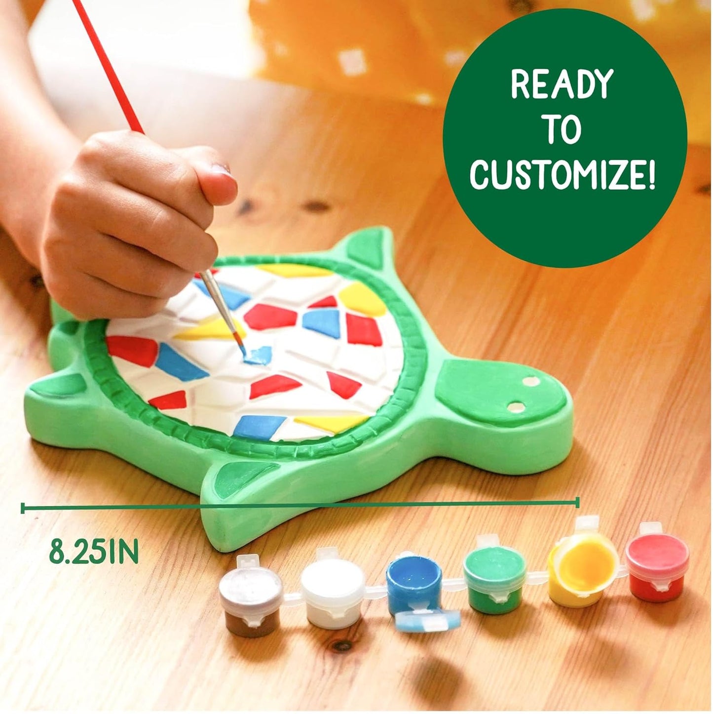 Creative Roots Mosaic Turtle DIY Stepping Stone Kit, Includes Ceramic 