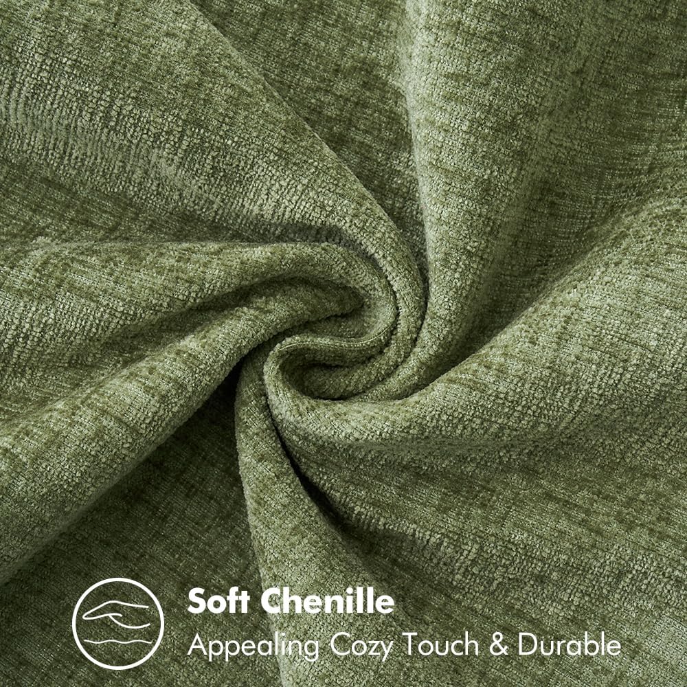 MIULEE Pack of 2 Couch Throw Pillow Covers 18x18 Inch Sage Green Farmhouse Decorative Pillow Covers with Stitched Edge Soft Chenille Solid Dyed Spring Pillow Covers for Sofa Bed Living Room