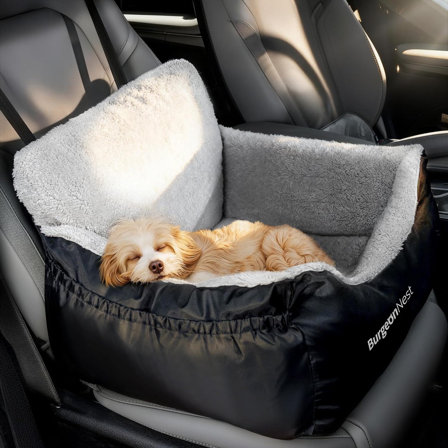 BurgeonNest Dog Car Seat for Small Dogs, Soft Pet Car Travel Home Bed 