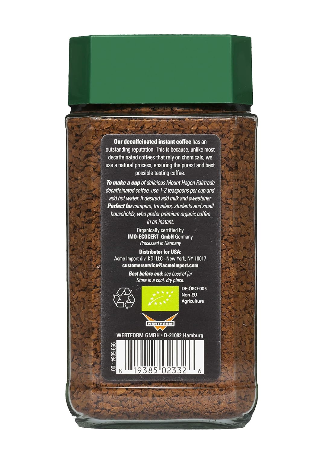 Mount Hagen 3.53oz Organic Freeze Dried Instant Decaf Coffee | Eco-fri