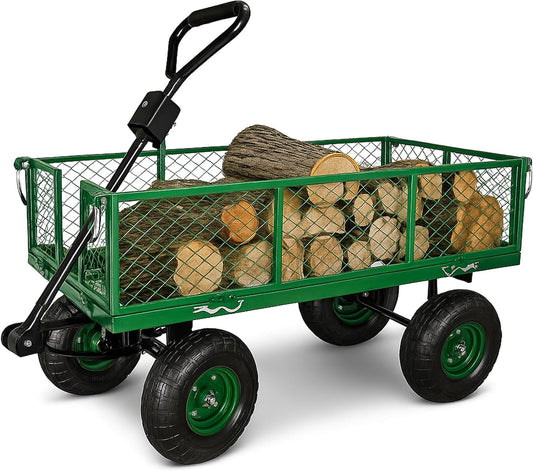 Backyard Expressions Heavy Duty 600 Lbs Capacity Mesh Steel Garden Car
