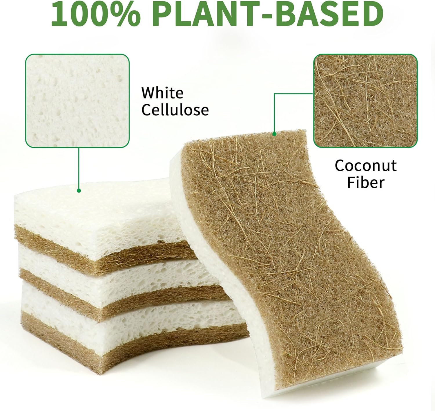 9 Pack Biodegradable Natural Kitchen Sponge - Compostable Cellulose an
