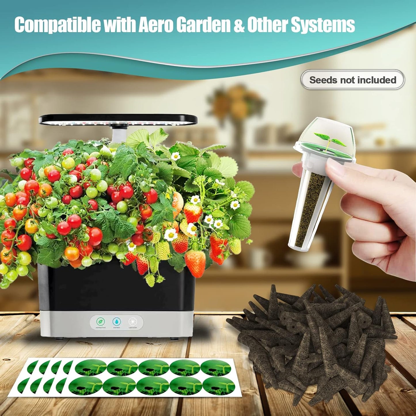 124 pcs Seed Pod Kit for Aerogarden, Grow Anything Kit for Indoor Hydr