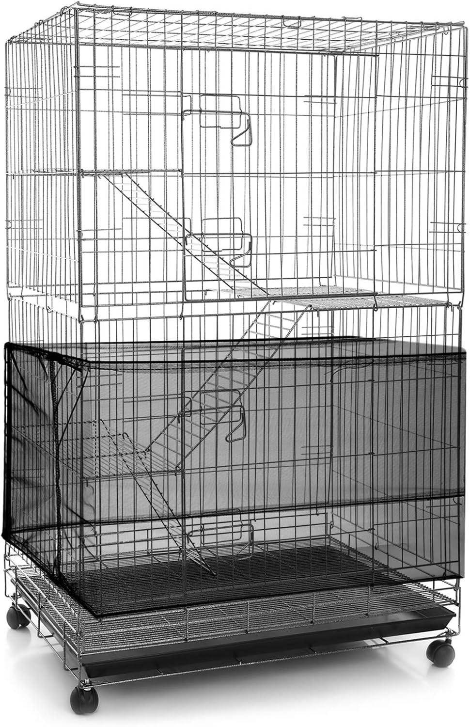 Shappy Large Bird Cage Seed Catcher,Bird Cage Cover Net Skirt Guard,Adjustable Soft Airy Mesh Net for Parrot Parakeet Macaw(118 x 15 Inch/ 300 x 37 cm,Black)