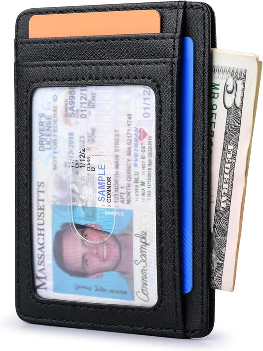 Buffway Slim Minimalist Front Pocket RFID Blocking Leather Wallets for