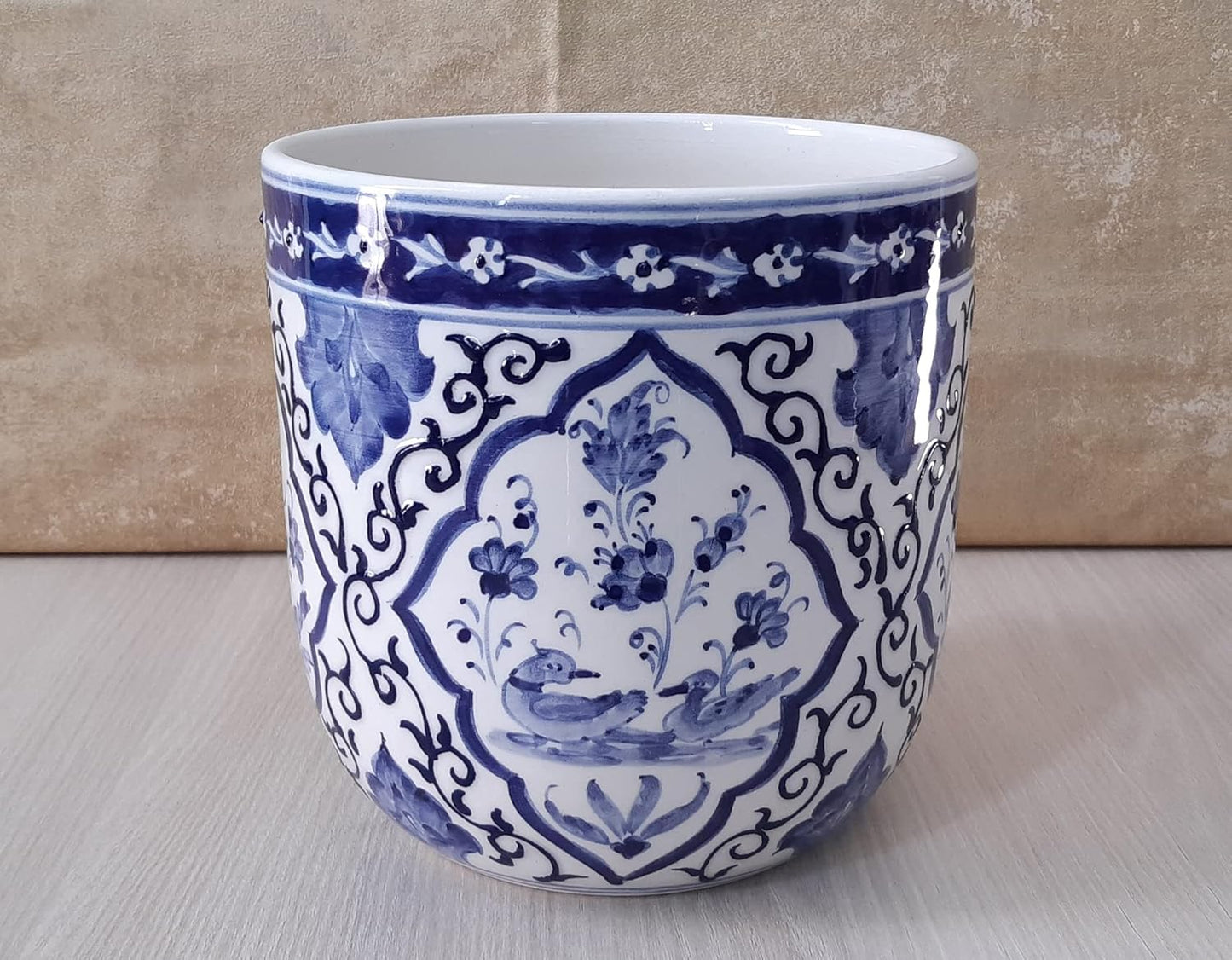 Handmade Ceramic Planter Pot, Chinoiserie Planter Pot, Bleu-Blanc Planter Pot, Blue and White Succulent Pot