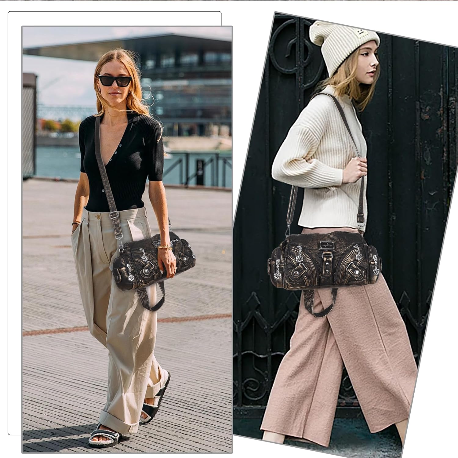 Angel Kiss Purses for Women Small Hobo Shoulder Bags Vagen Leather Mul