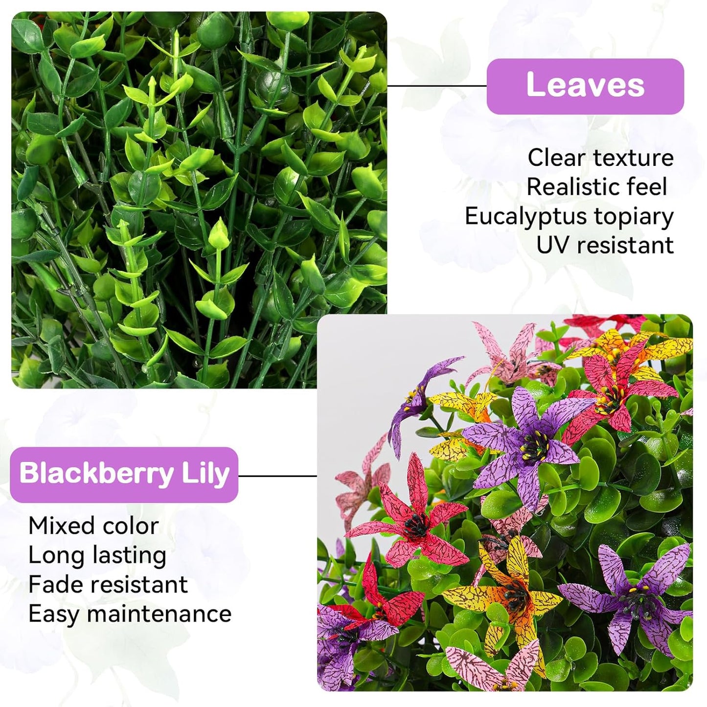 Artificial Topiary Ball Tree Outdoor Plants with Ground Spike 22"- UV 