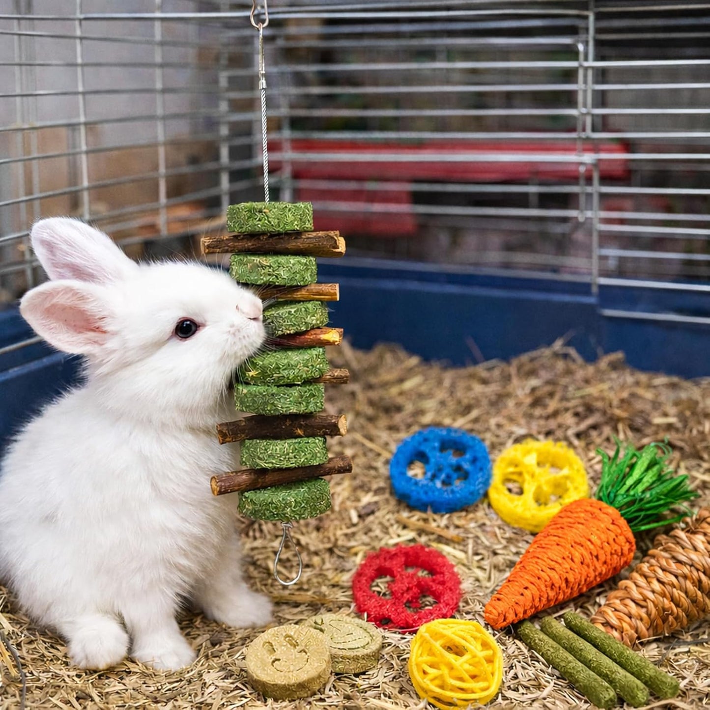 Grddaef 20 PCS Bunny Chew Toys for Teeth, Natural Rabbit Toys Apple Wo