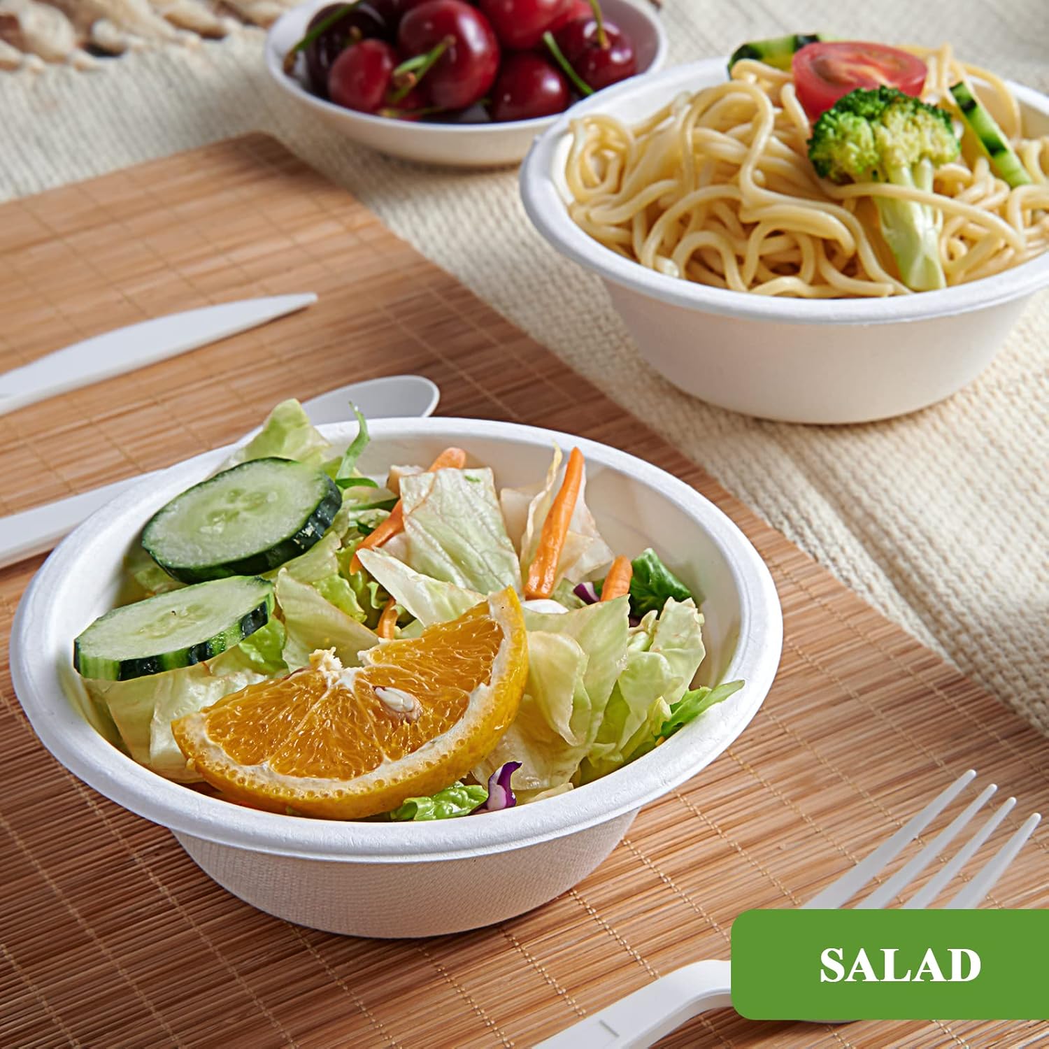 Vplus 200 Pack 12 OZ Paper Bowls, Disposable Compostable Bowls Bulk, E