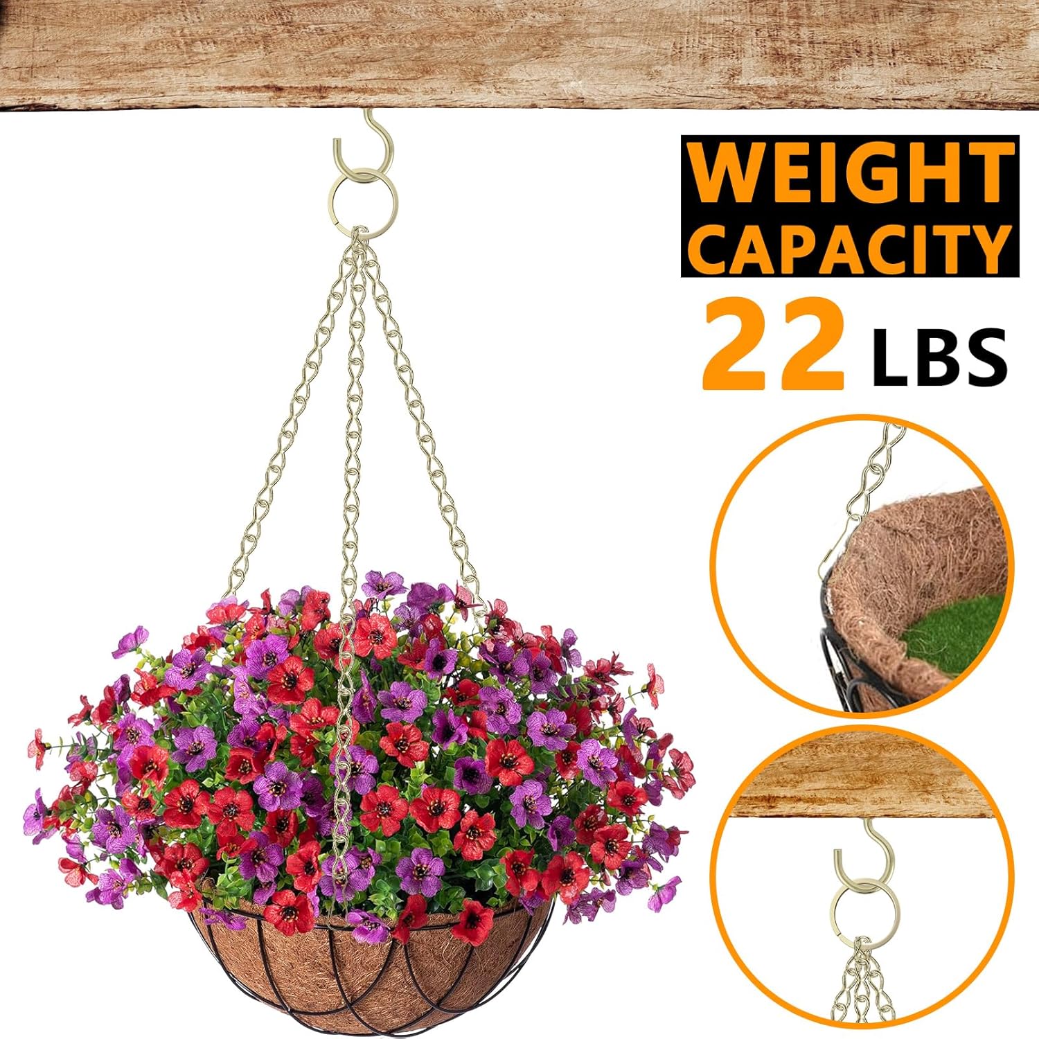 Metal Hanging Chain, 236 Inch Black Chains for Plants, 12×S Hooks, 12×
