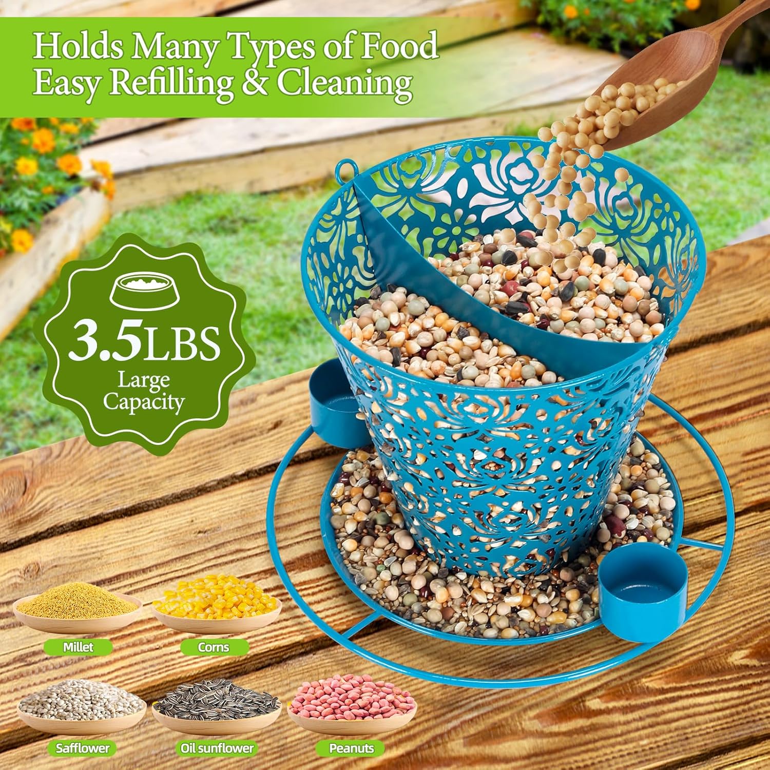 Solar Bird Feeders for Outside Hanging Metal Wild Bird Feeder Solar La