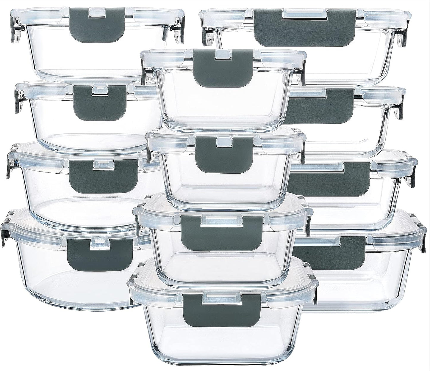 M MCIRCO 24-Piece Glass Food Storage Containers with Upgraded Snap Loc