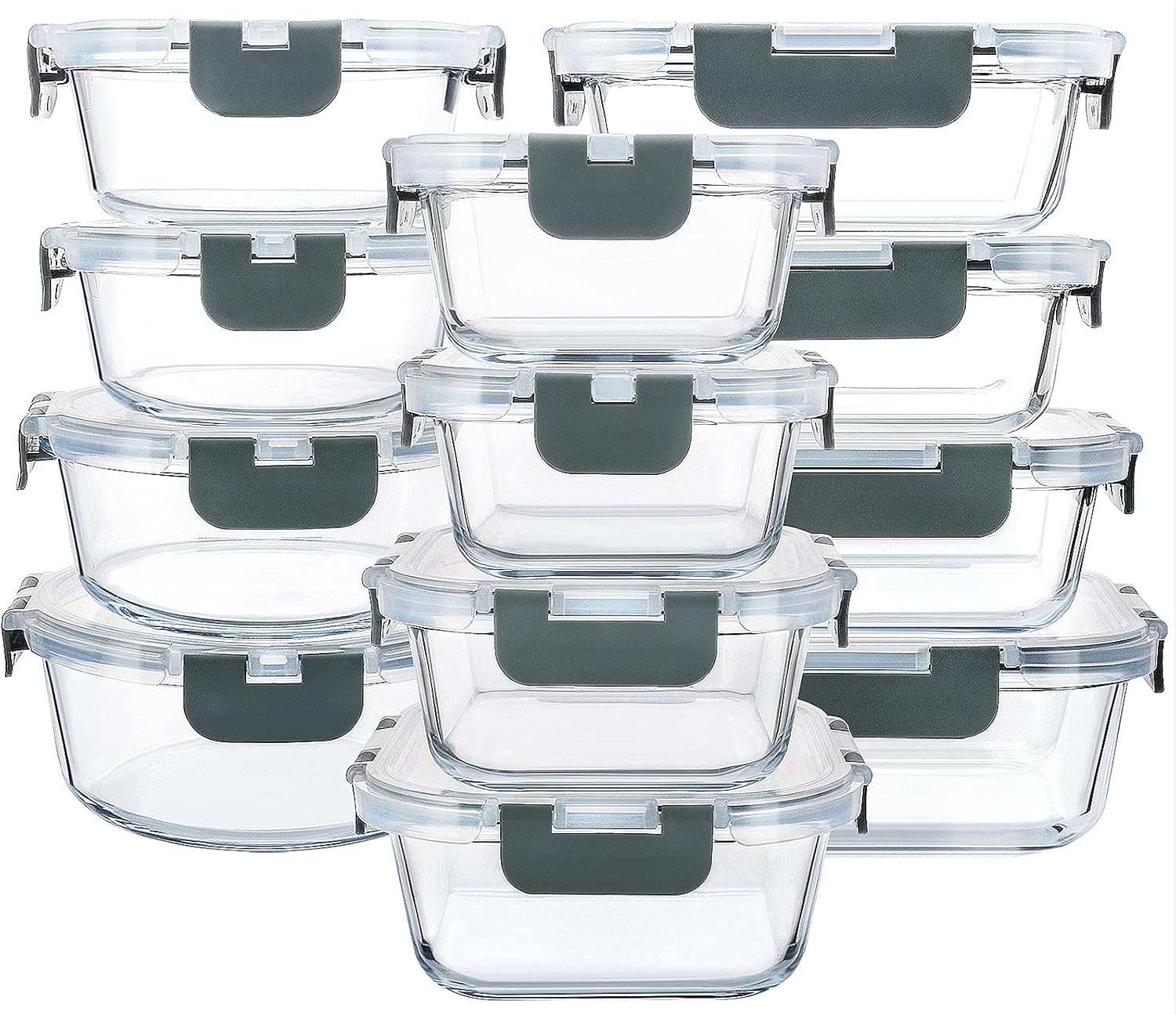 M MCIRCO 24-Piece Glass Food Storage Containers with Upgraded Snap Loc