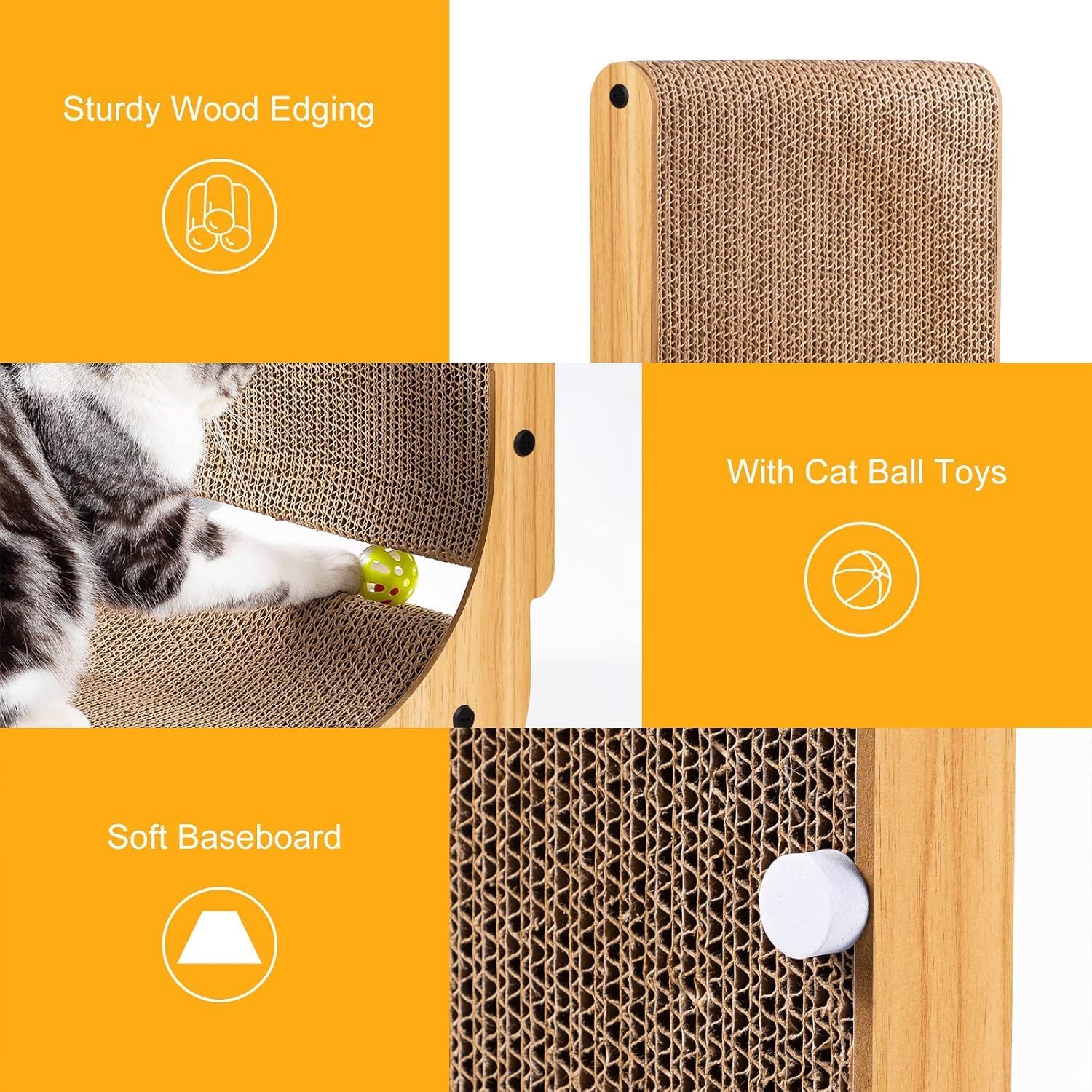Poils bebe L Shape Cat Scratcher, 26.8 Inch Cat Scratchers for Indoor 
