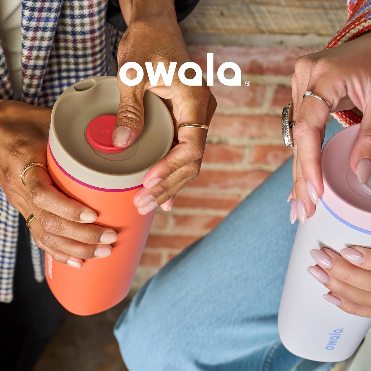 Owala SmoothSip Slider Insulated Stainless Steel Coffee Tumbler, Reusa