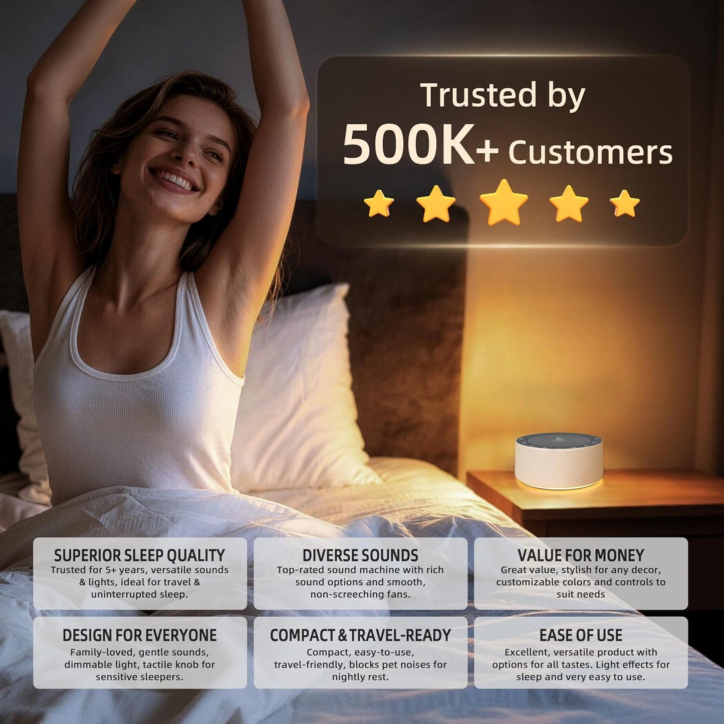Kipcush White Noise Machine with Night Light – Nursery Sound Machine w