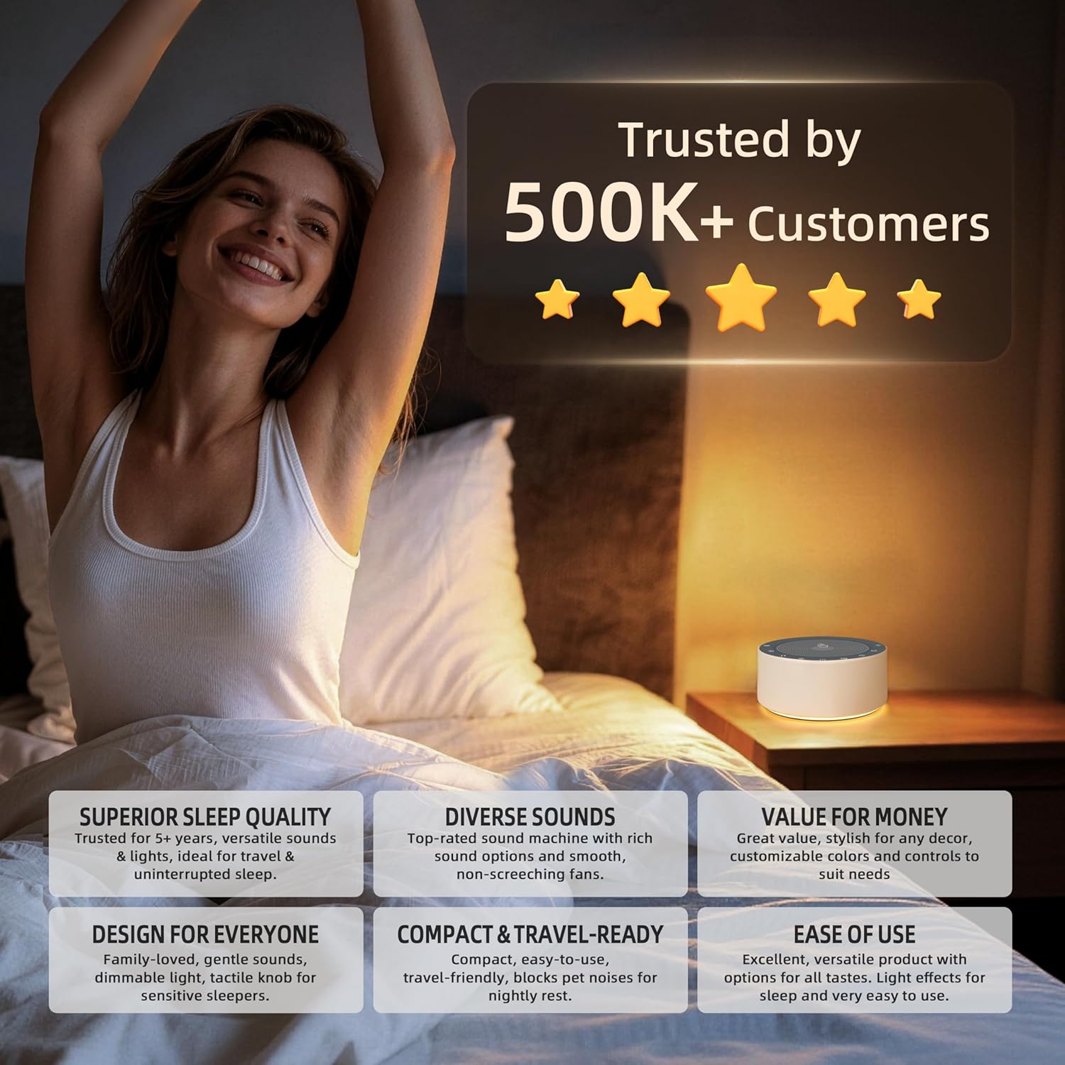 Kipcush White Noise Machine with Night Light – Nursery Sound Machine w
