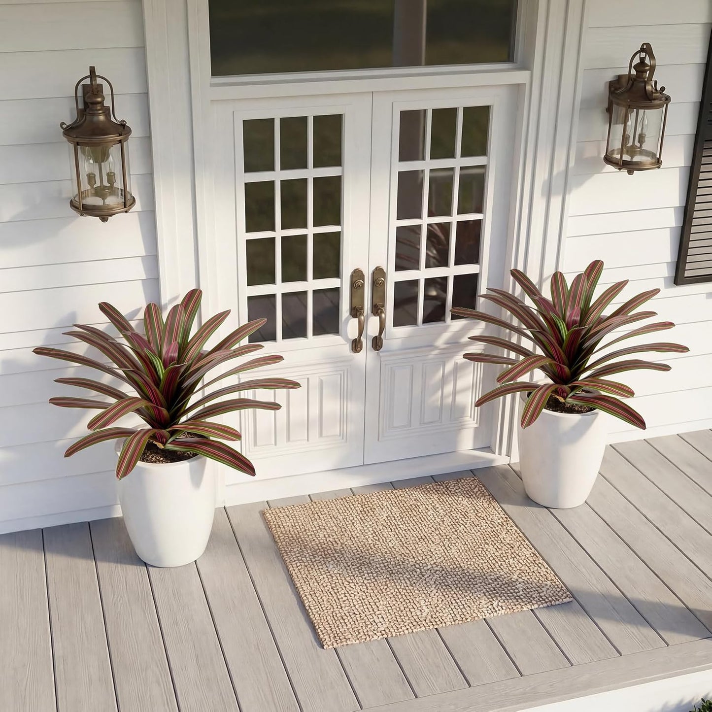Agave Plant Artificial 23.6" Faux Agave Plant Indoor Outdoor Fake Agave 33 Leaves with Striped Texture Realistic Greenery for Porch Patio Home Decor 2 Pack Without Pot(Purple Green)